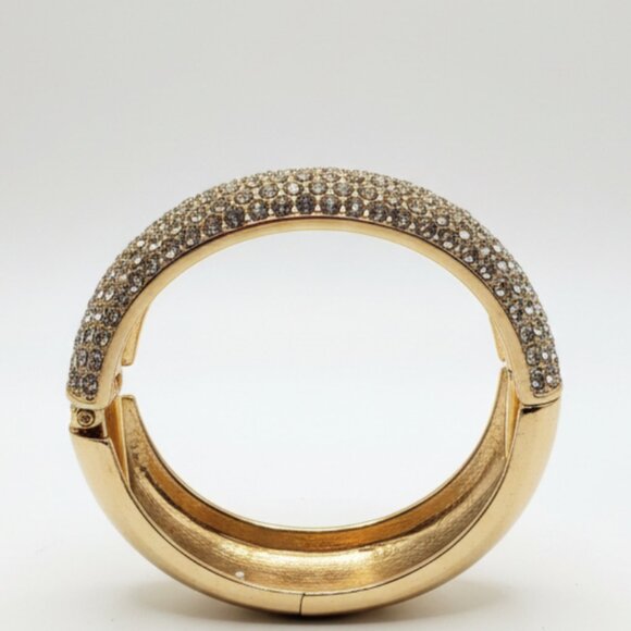 ADRIENNE VITTADINI-Yellow gold toned Rhinestone Hinged Bangle Bracelet.Brand new - Picture 3 of 11
